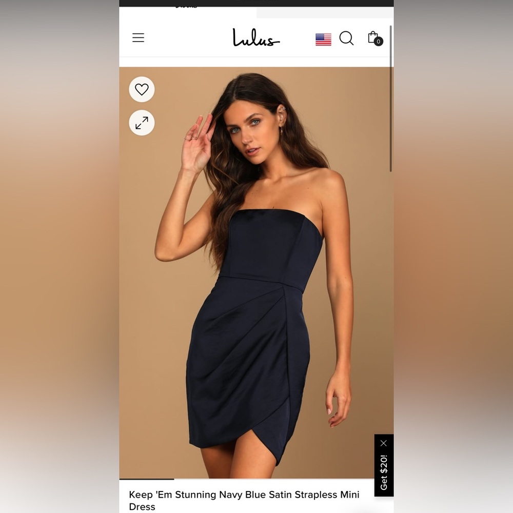 Lulu’s Keep 'Em Stunning Navy Blue Satin Strapless Mini Dress